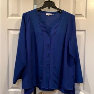 Plus Size Calvin Klein Roll-Tab Blouse